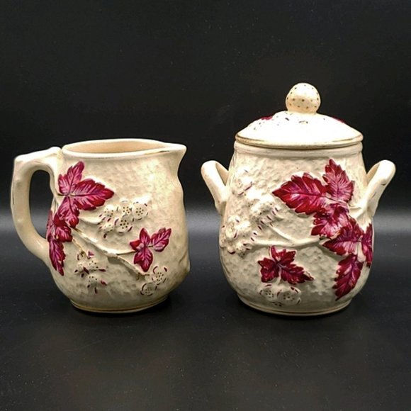 Avalon Faience Majolica Creamer/Sugar Haynes c1880 - Picture 3 of 12